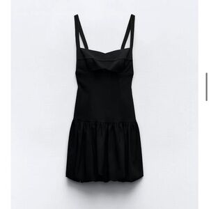 Zara Black Balloon Mini Dress